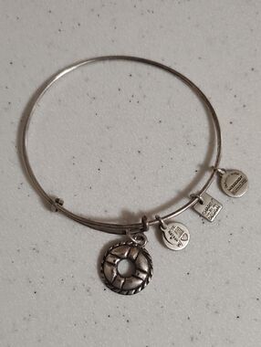 Alex & Ani Silver Charm Bangle Bracelet with Nautical Ring Charm